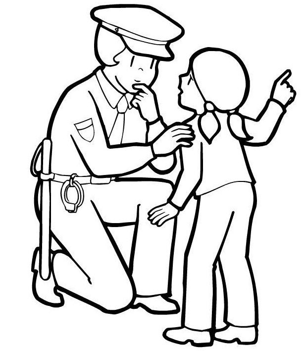616x708 Girl And Police Officer Coloring Page