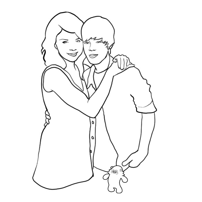 700x700 Selena Gomez Amp Justin Bieber Kids Coloring Sheets