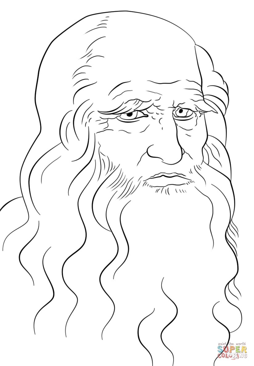 Leonardo Da Vinci Self Portrait Coloring Page From Leonardo Da 824x1186 Leonardo Da Vinci Self Portrait Coloring Page From Leonardo Da