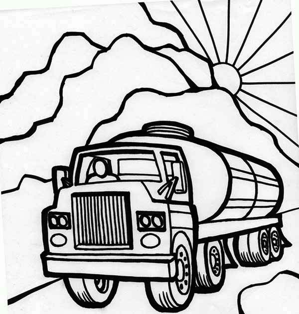 Oil Carrier Semi Truck Coloring Page Colour Pages 600x630 Oil Carrier Semi Truck Coloring Page Colour Pages