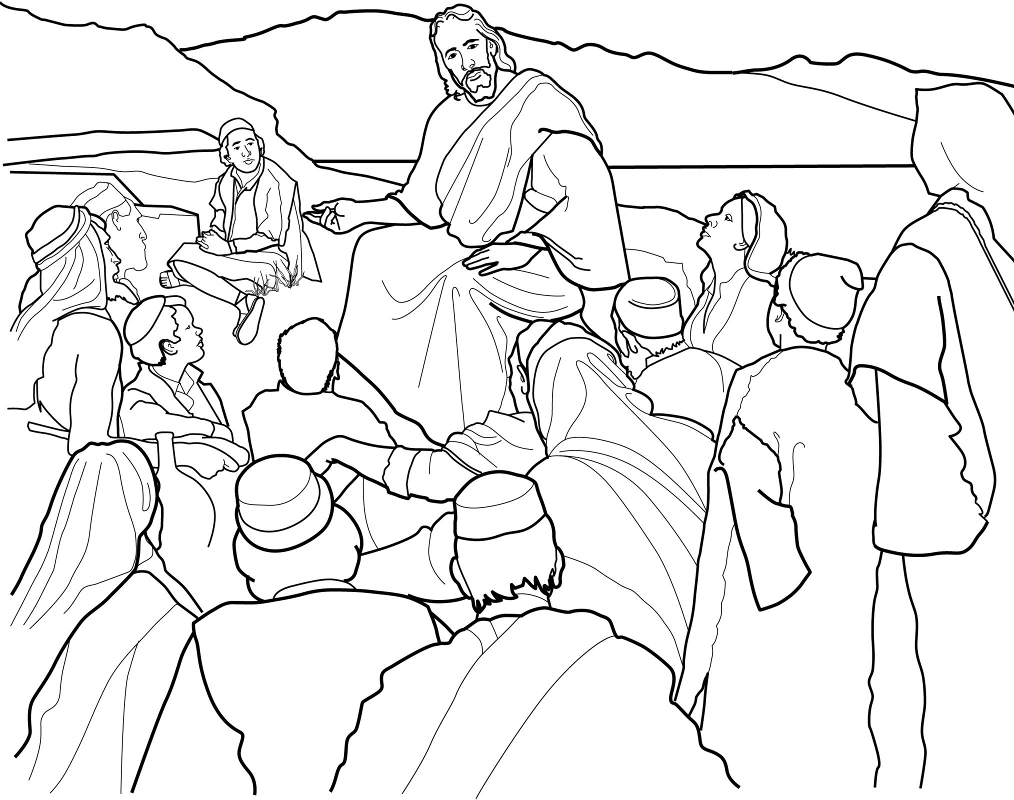 2028x1600 The Sermon On The Mount Coloring Page For Children