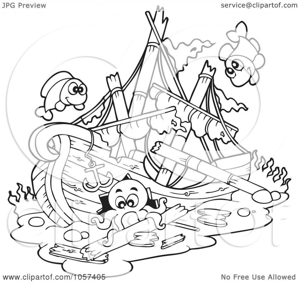 Sunken Pirate Ship Coloring Page 1024x971 Sunken Pirate Ship Coloring Page