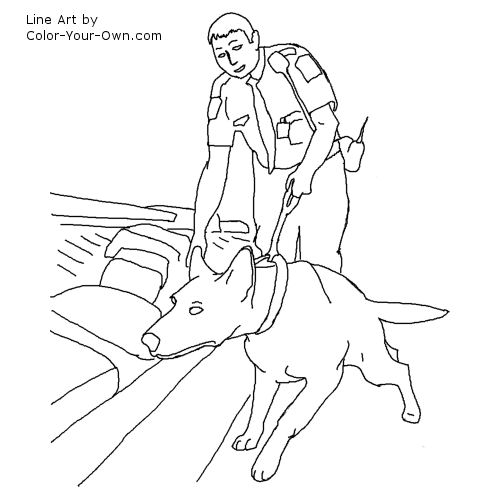 Drug Detection Service Dog Coloring Page 500x500 Drug Detection Service Dog Coloring Page