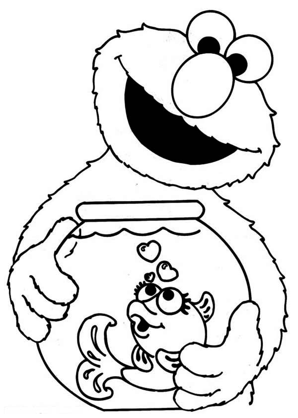 Elmo Holding Fish Bowl In Sesame Street Coloring Page Color Luna 600x840 Elmo Holding Fish Bowl In Sesame Street Coloring Page Color Luna