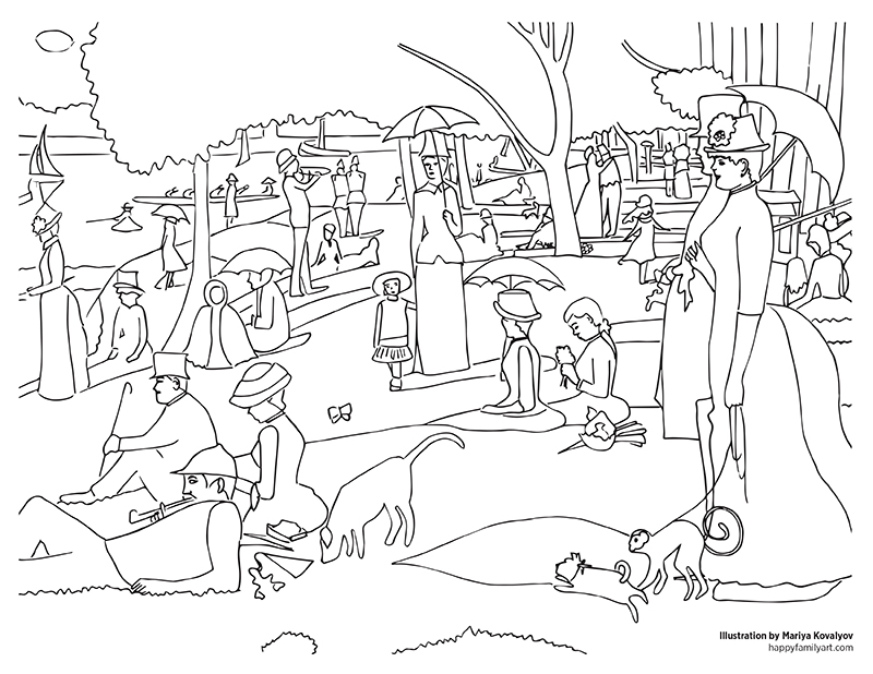800x618 Seurat Coloring Pages Georges Seurat A Sunday On La Grande Jatte