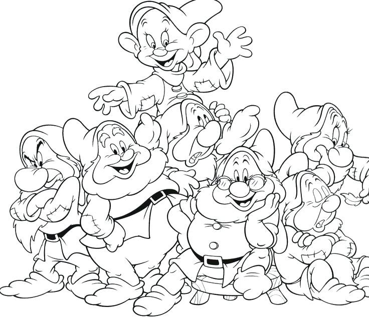Inspiring 7 Dwarfs Coloring Pages 736x633 Inspiring 7 Dwarfs Coloring Pages