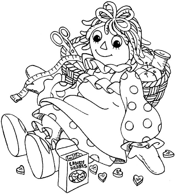 600x662 Raggedy Ann And Sewing Kit In Raggedy Ann And Andy Coloring Page