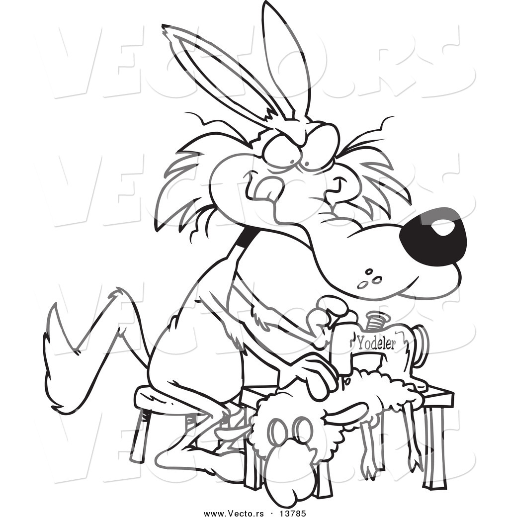1024x1044 Vector Of A Cartoon Wolf Sewing A Sheep Costume