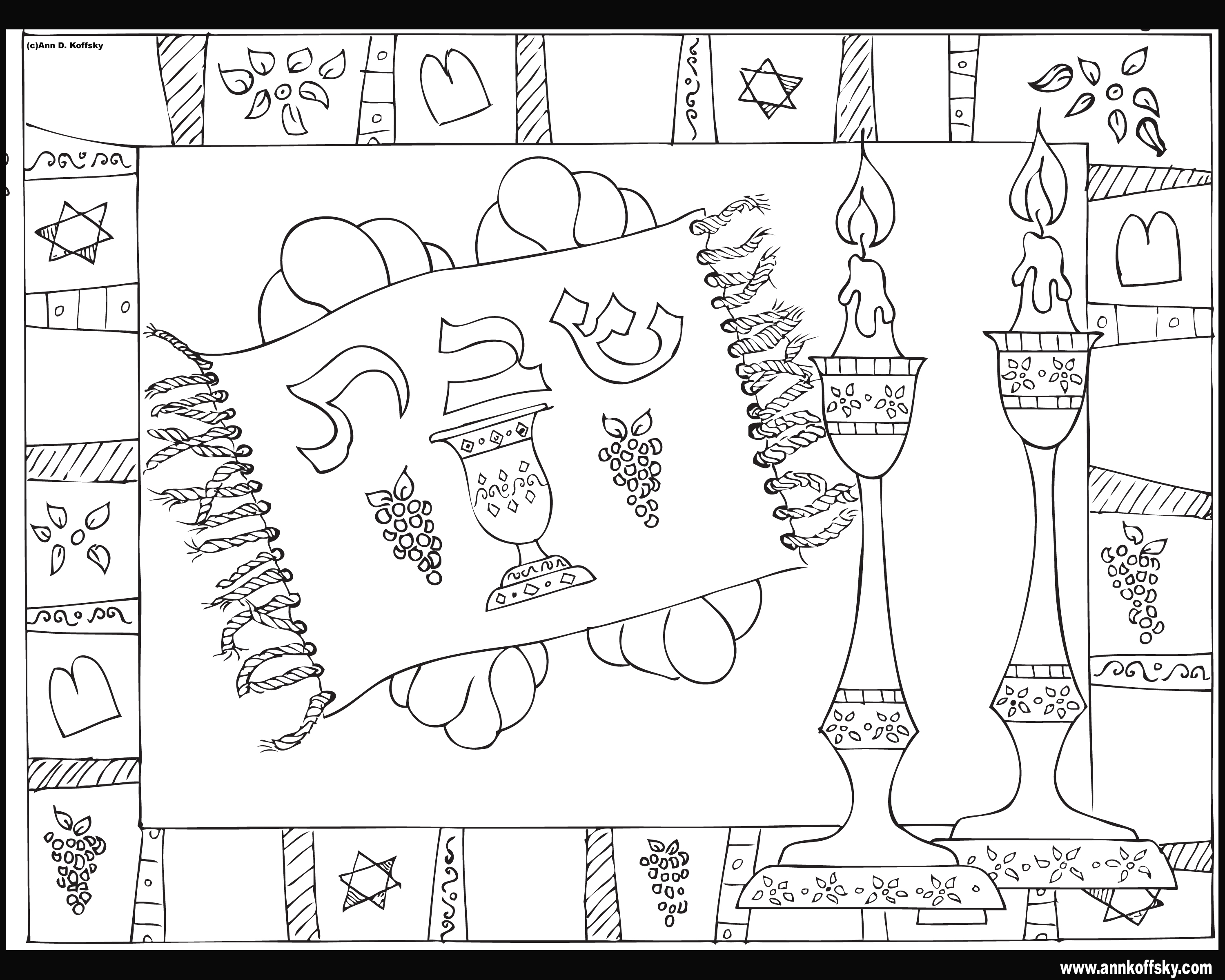 3000x2400 Shabbat Coloring Page