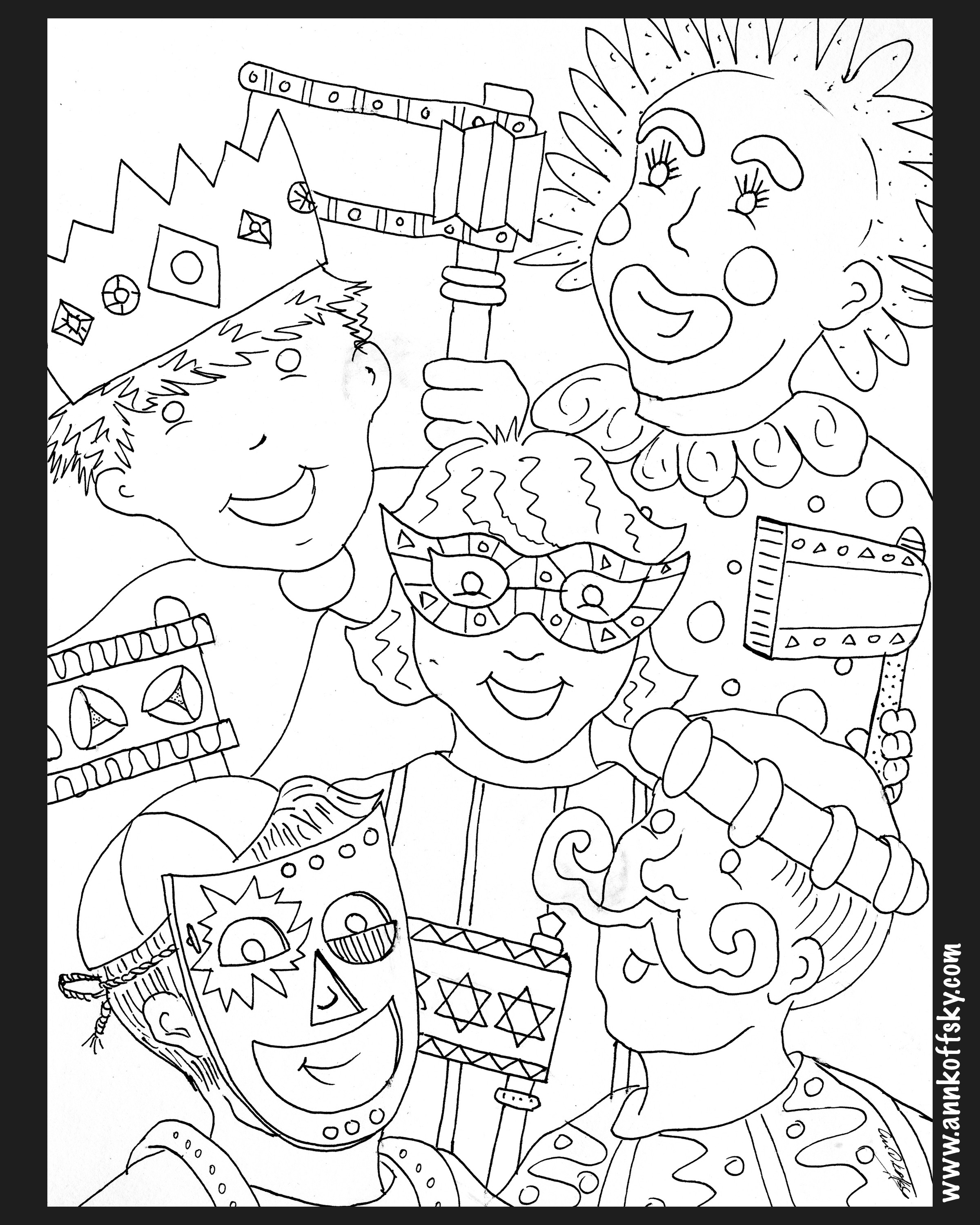 2400x3000 A Ordable Purim Coloring Sheets Shabbat Page F