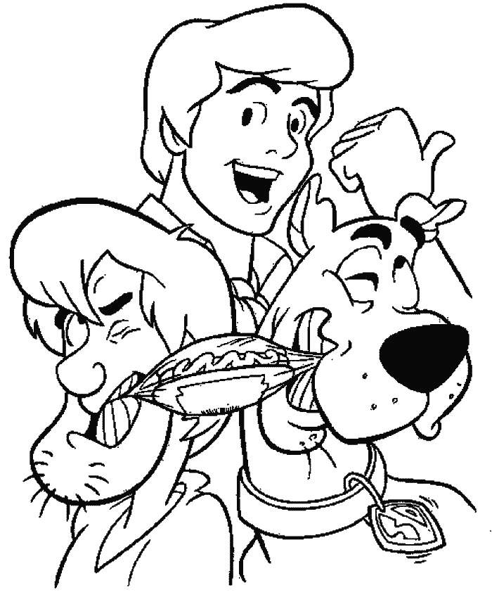 700x852 Shaggy Shared Hotdog With Scooby Coloring Page Animal Pages