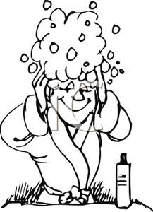 217x300 Page Of A Woman Washing Her Hair Clip Art Image