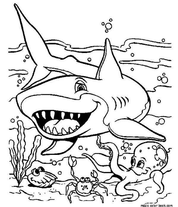 Sea Shark Coloring Pages To Print 600x699 Sea Shark Coloring Pages To Print