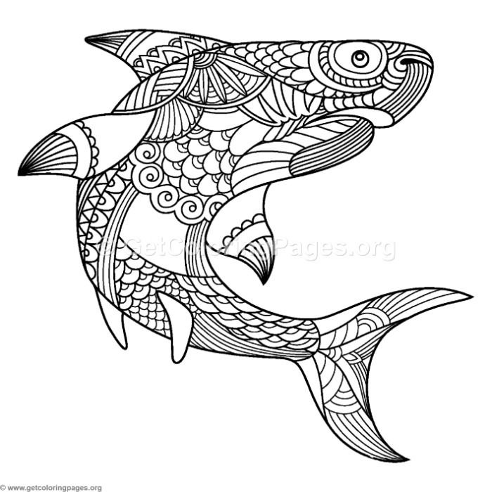Free Instant Download Zentangle Shark Coloring Pages 700x700 Free Instant Download Zentangle Shark Coloring Pages