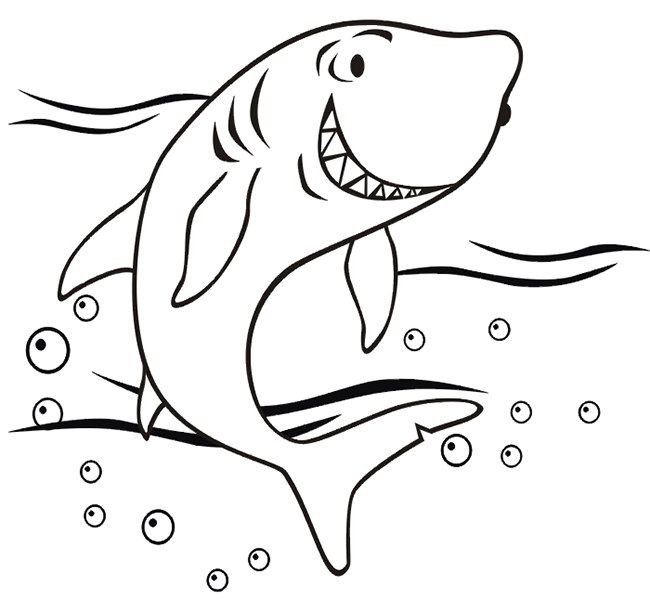 650x600 Friendly Shark Coloring Page Shark Coloring Pages