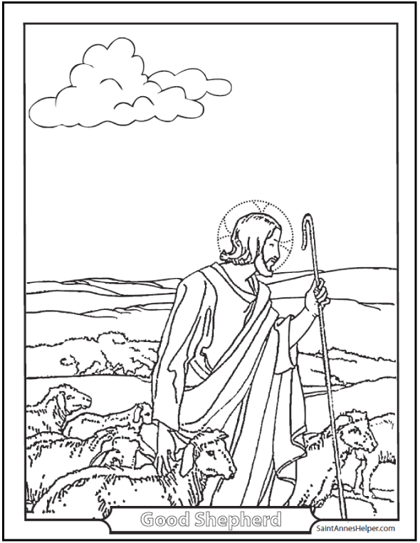 Jesus Good Shepherd Coloring Page 590x762 Jesus Good Shepherd Coloring Page