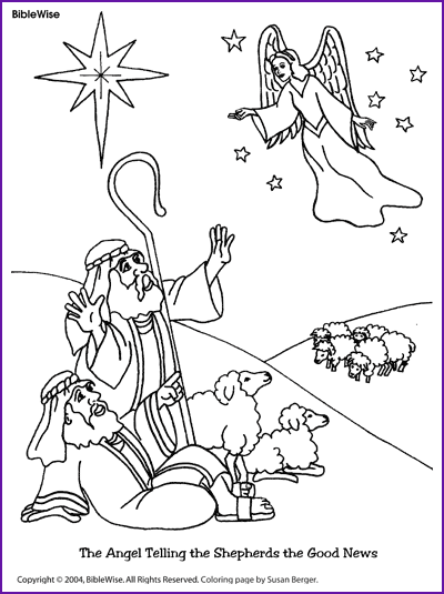 Coloring (Angel Telling Shepherds About Jesus' Birth) 400x535 Coloring (Angel Telling Shepherds About Jesus' Birth)