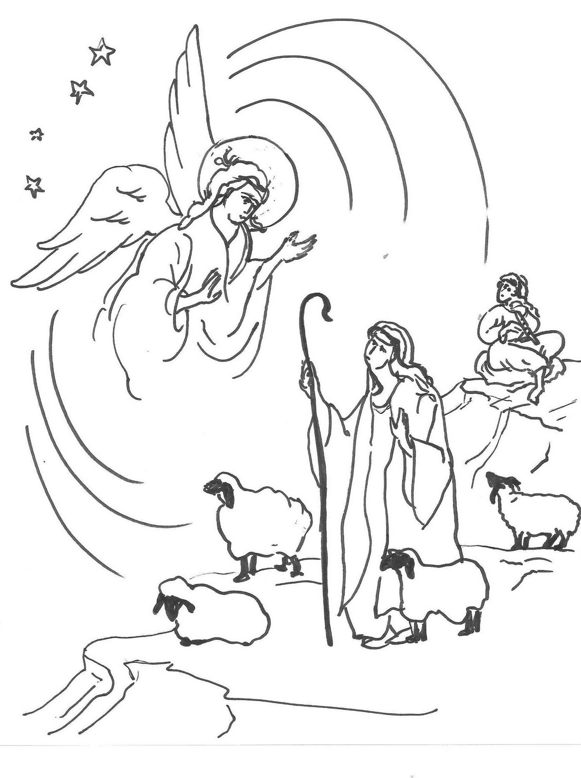 Angels Shepherd's Coloring Page 1195x1600 Angels Shepherd's Coloring Page