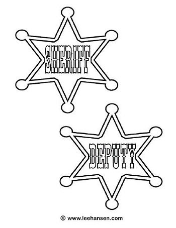 350x454 Cowboys Deputy Sheriff Badge Coloring Page Country Western