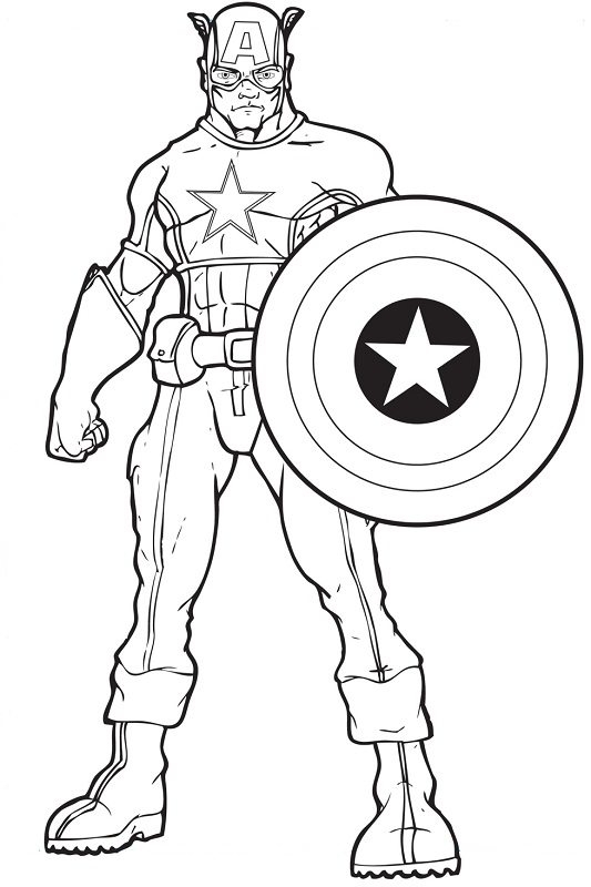 533x800 Coloring Pages Captain America Captain America With Shield