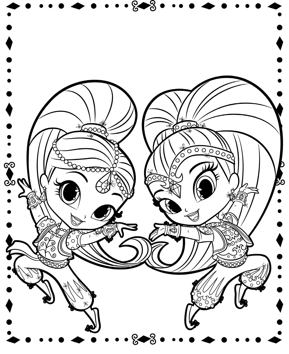 1218x1493 Two Genies In A Bottle Coloring Pages