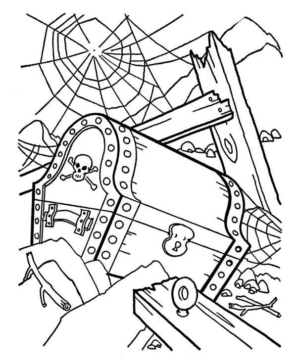 600x734 Treasure Chest, A Pirate Treasure Chest In A Shipwreck Coloring