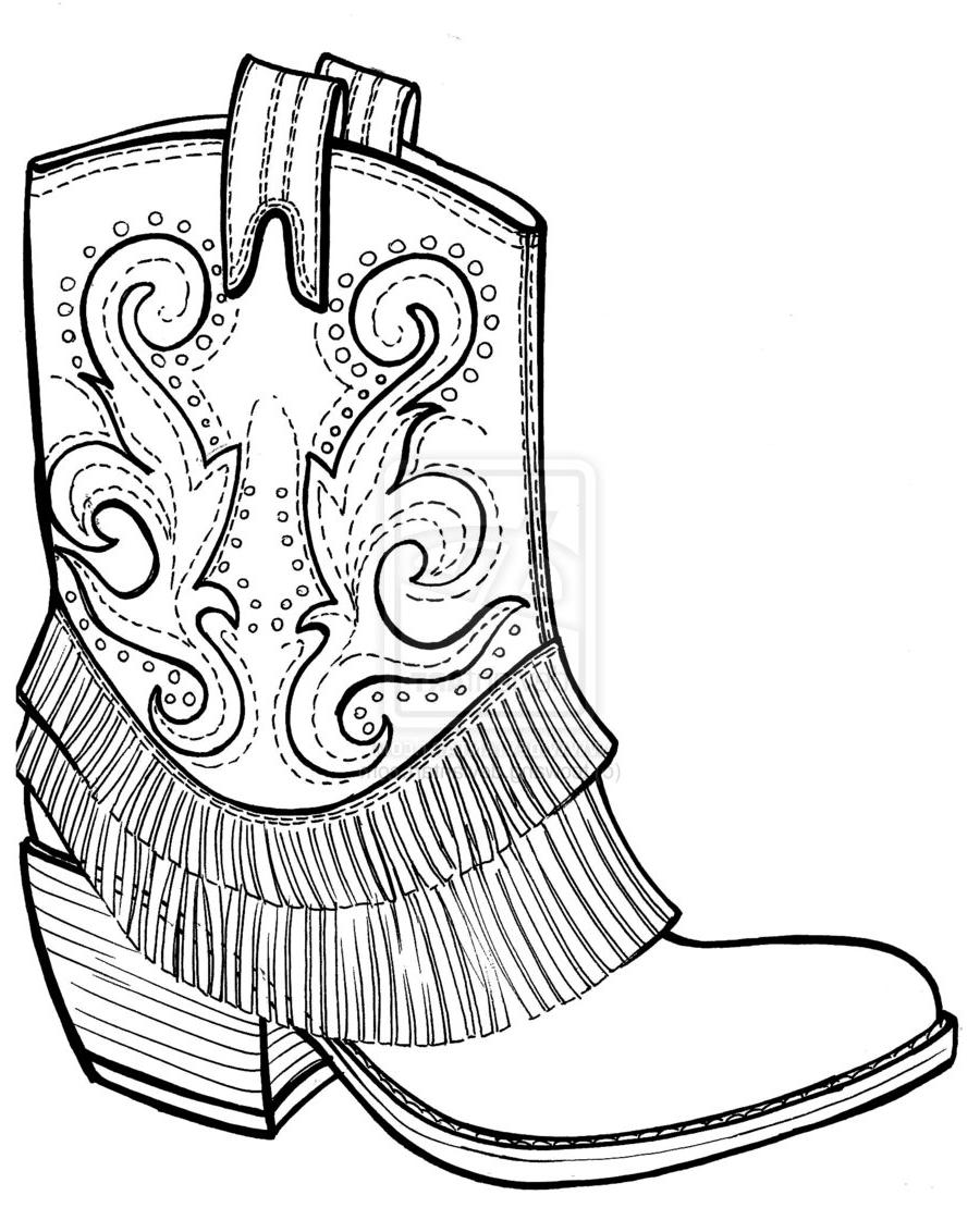 900x1121 Perspective Cowboy Boot Coloring Page Beautifu