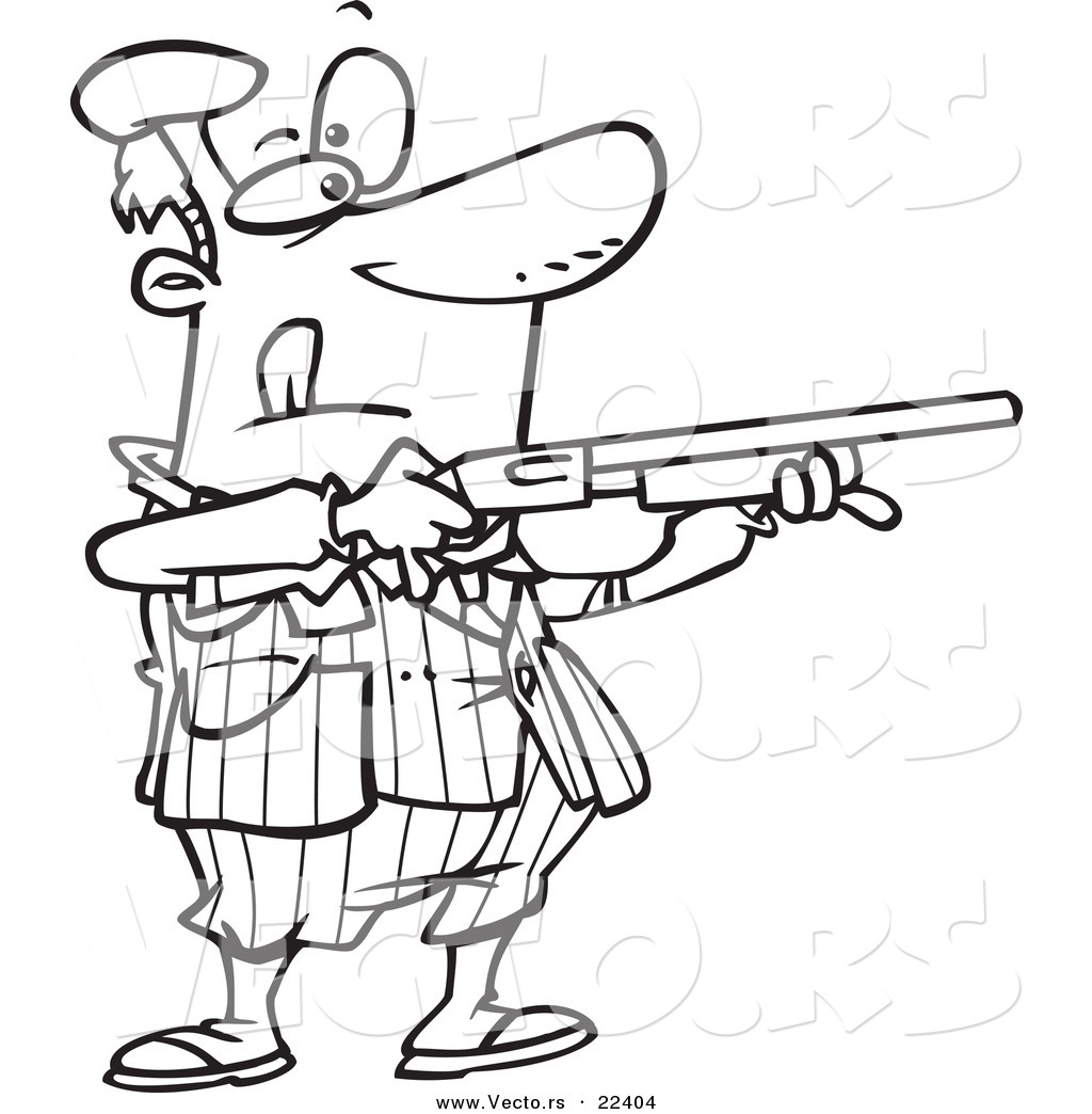 Vector Of A Cartoon Man Shooting Clay Pigeons 1024x1044 Vector Of A Cartoon Man Shooting Clay Pigeons