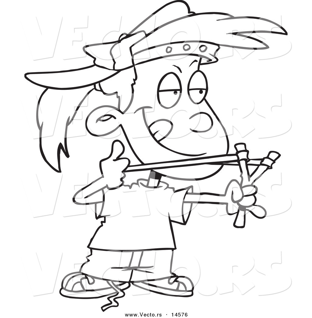 Vector Of A Cartoon Tomboy Girl Aiming A Sling Shot 1024x1044 Vector Of A Cartoon Tomboy Girl Aiming A Sling Shot