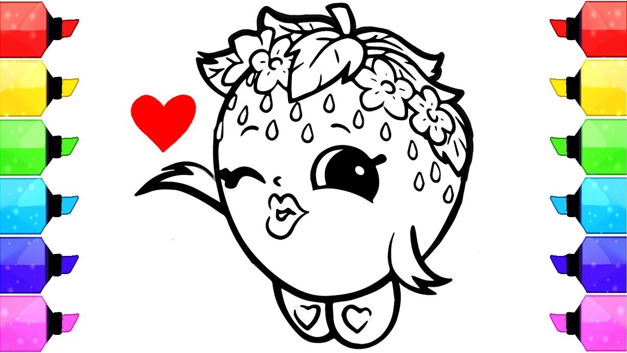 1280x720 Shopkins Strawberry Kiss Coloring Pages How To Draw And Color