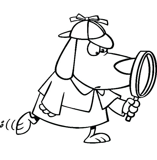 Lips Coloring Pages Detective Dog With Magnifying Glass Coloring 600x612 Lips Coloring Pages Detective Dog With Magnifying Glass Coloring