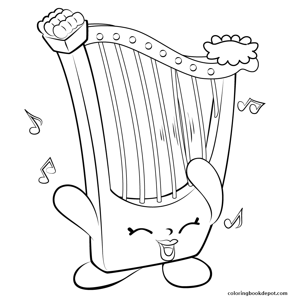 1024x1024 Harp Musical Instrument Shopkins Season 5 Coloring Pages