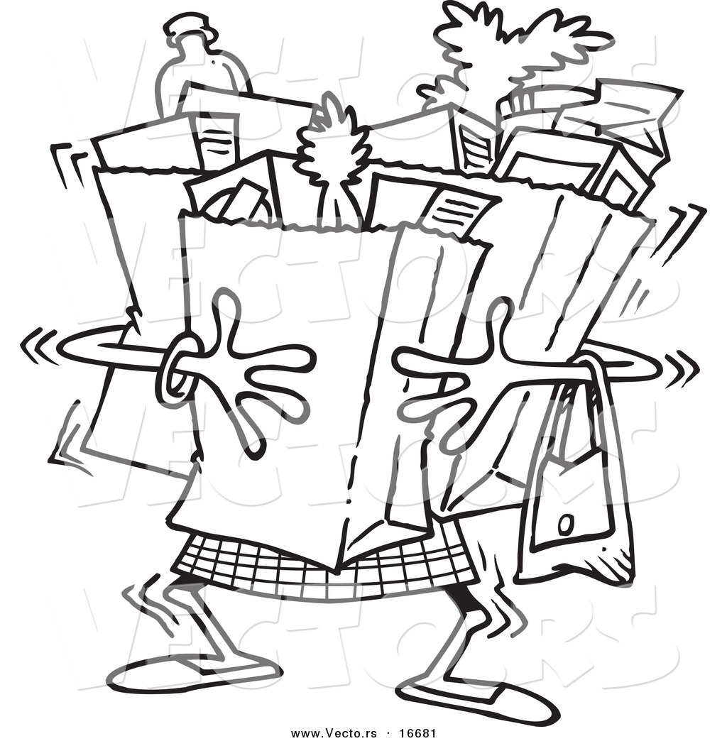 Vector Of A Cartoon Girl Carrying Heavy Grocery Bags 1024x1044 Vector Of A Cartoon Girl Carrying Heavy Grocery Bags
