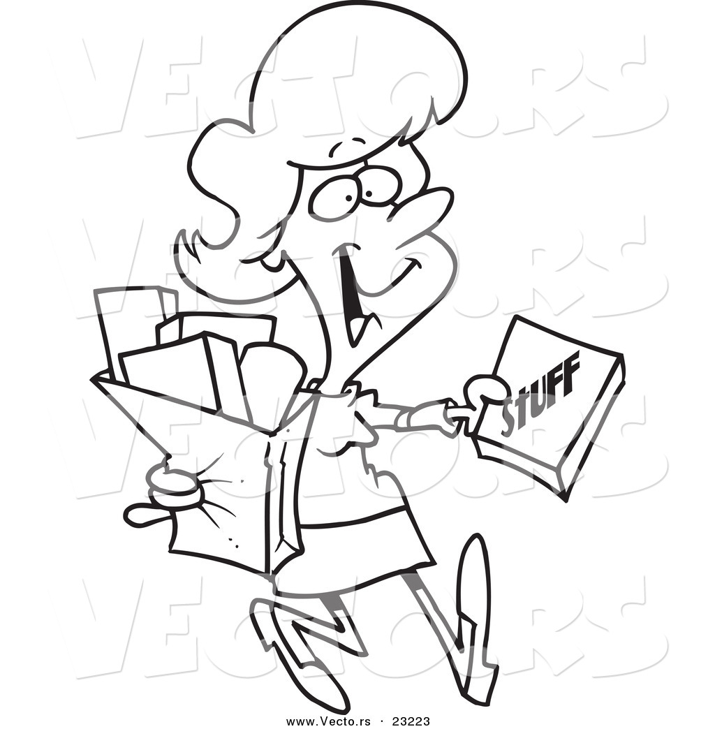 Vector Of A Cartoon Woman Carrying A Shopping Bag 1024x1044 Vector Of A Cartoon Woman Carrying A Shopping Bag