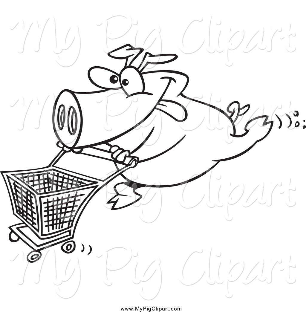 1024x1044 Swine Clipart Of Blacknd White Energetic Pig Pushing