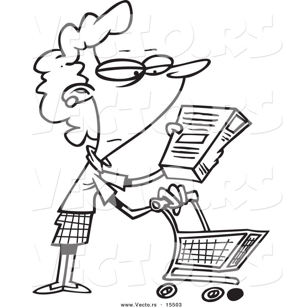 1024x1044 Vector Of A Cartoon Shopping Woman Reading An Ingredient Label
