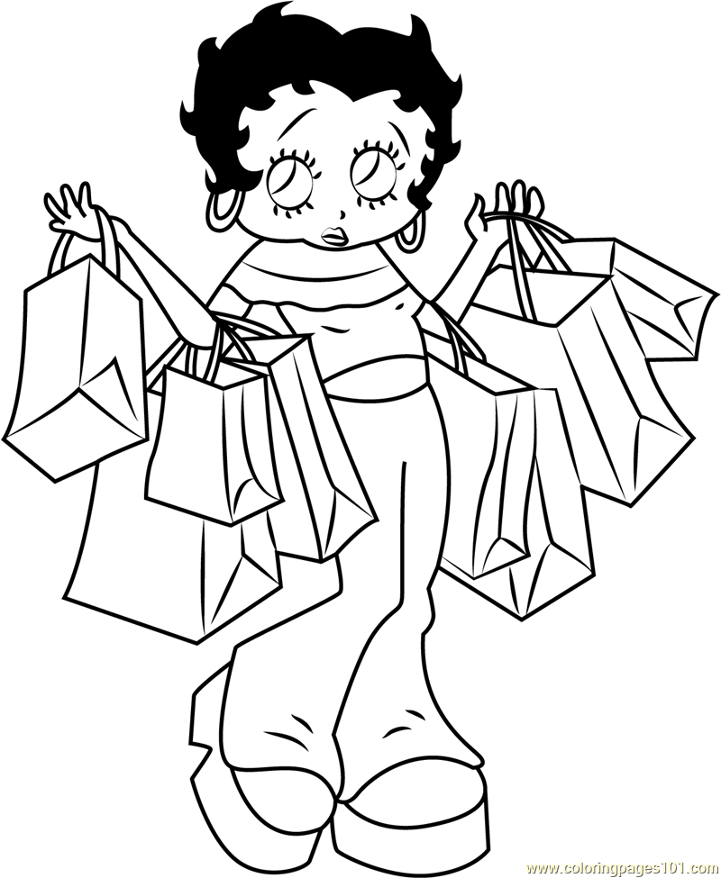 Betty Boop Going For Shopping Coloring Page 800x975 Betty Boop Going For Shopping Coloring Page