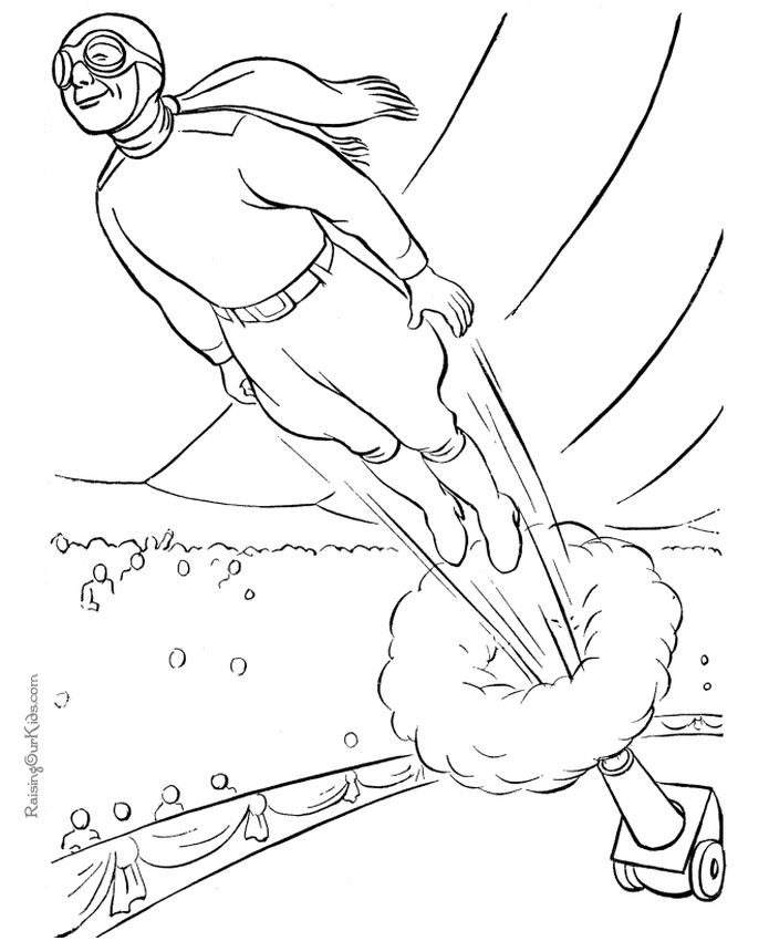 695x850 Human Cannonball Shot To The Sky In Circus Coloring Pages