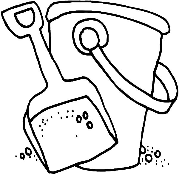 600x586 Beach Bucket And Shovel Coloring Page