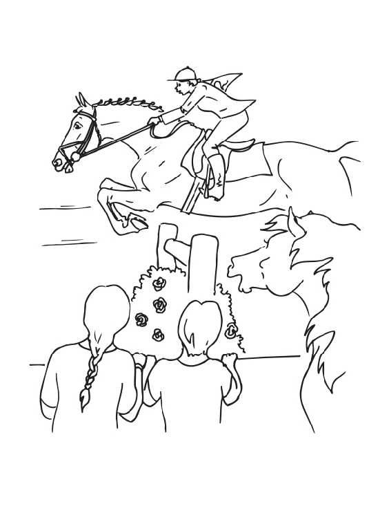 564x768 Horse Jumping Coloring Pages Color Horses Competition