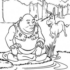300x300 Shrek, Shrek Donkey At Side Of Lake Coloring Page Shrek