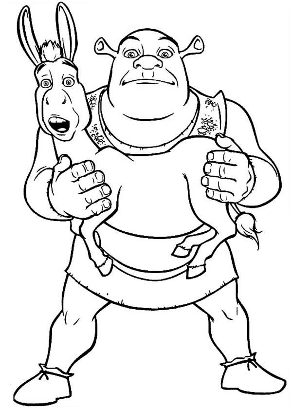 600x840 Shrek Carrying Donkey Coloring Page Color Luna