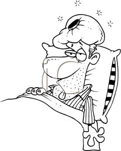 241x300 Clip Art Image Coloring Page Of A Sick Man Laying In Bed