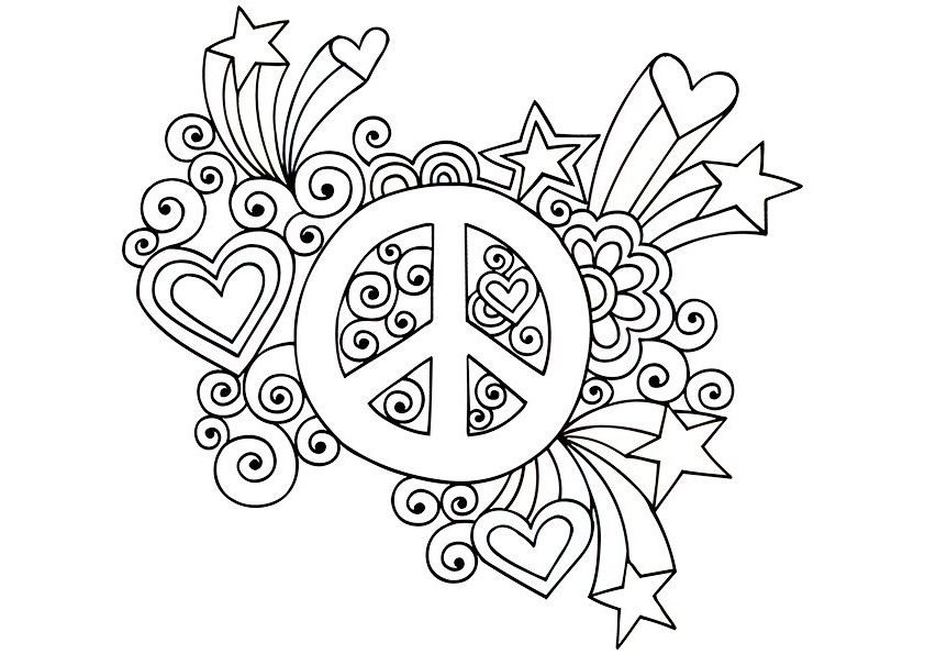 Simple And Attractive Free Printable Peace Sign Coloring Pages 842x595 Simple And Attractive Free Printable Peace Sign Coloring Pages