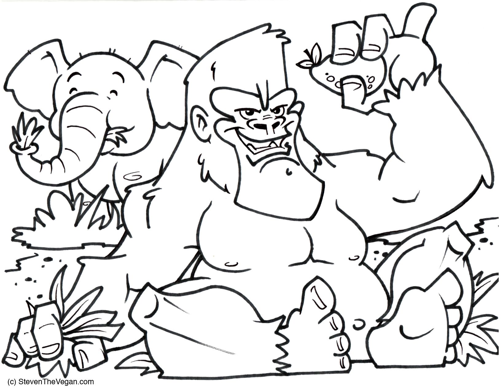 1638x1275 Gorilla Coloring Page