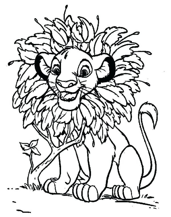 600x761 Simba Coloring Page Print Awesome With Leaves Hair Coloring Page