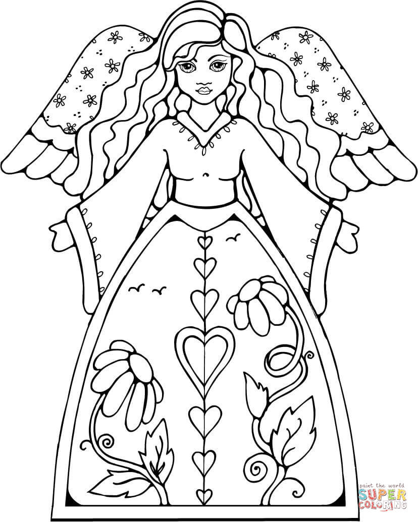 Simple Angel Coloring Page at GetColorings.com | Free printable