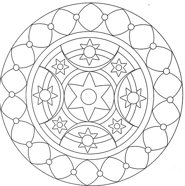Mandala With A Simple Pattern Coloring Pages Downloadable Art 627x629 Mandala With A Simple Pattern Coloring Pages Downloadable Art