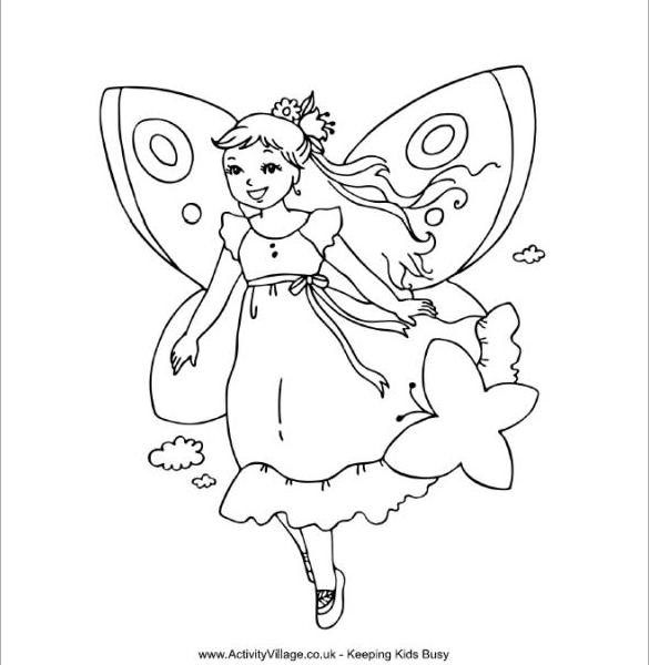 585x600 Fairy Colouring Book Coloring Page Ideas