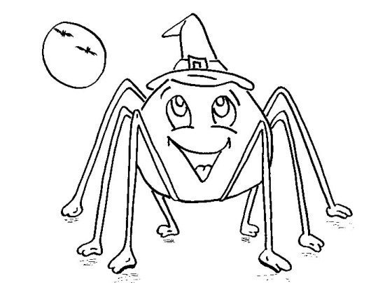 Spider Pumpkin Simple Halloween Coloring Pages 530x404 Spider Pumpkin Simple Halloween Coloring Pages